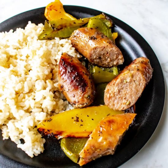 Sheet Pan Sausages & Peppers
