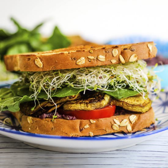 Roasted eggplant sandwich