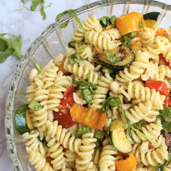 Grilled veggie pasta salad