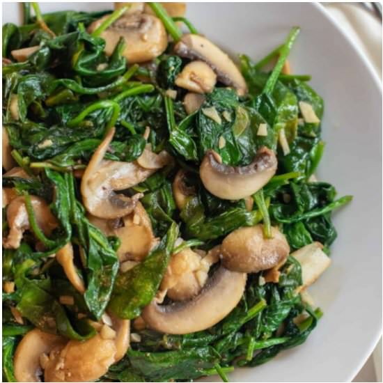 Balsamic Spinach and Mushrooms