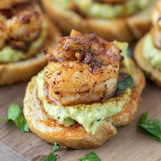 Shrimp and Avocado Crostini
