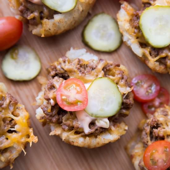 Mini Cheeseburger Tater Tot Cups
