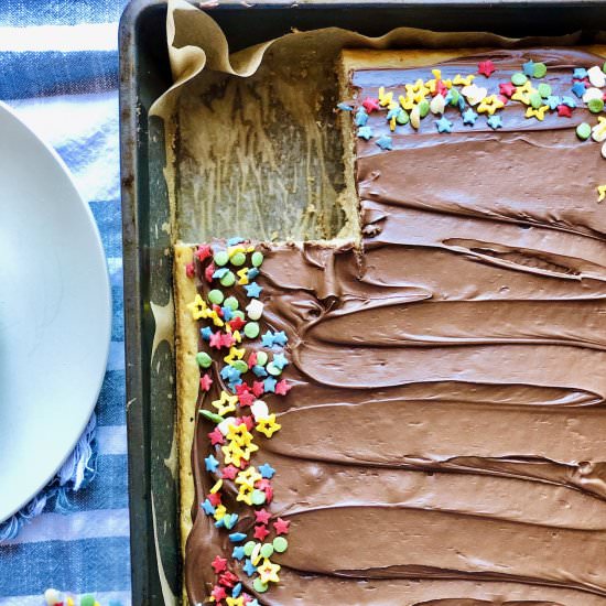 Lemon Tahini Sheet Pan Cake