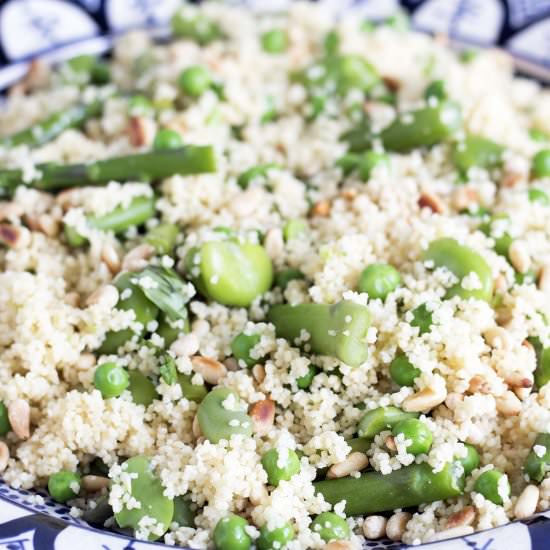 Couscous, asparagus and broad beans