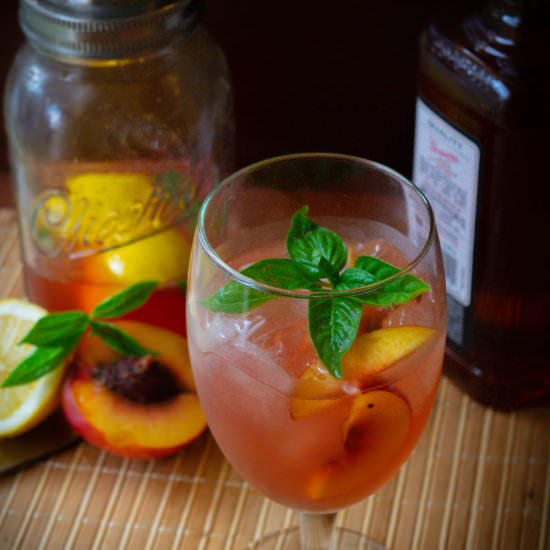 Nectarine and Basil Bourbon Spritz