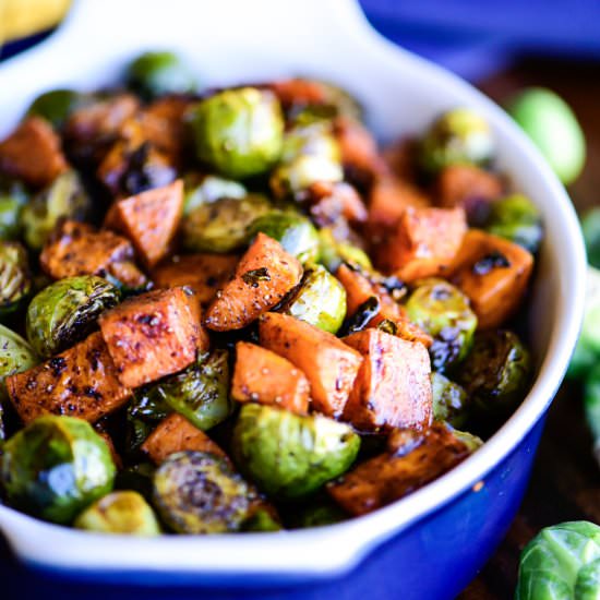 Roasted Sweet Potatoes & Brussels