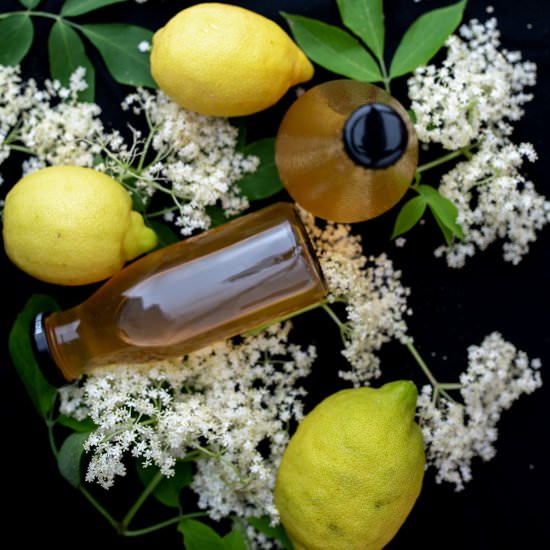 Black lilac flowers syrup