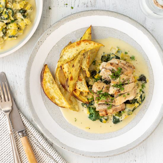 Chicken with Creamy Leeks