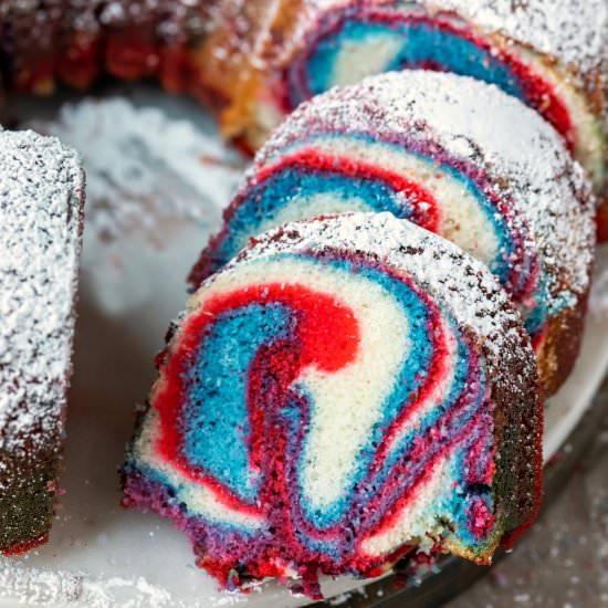 Red White & Blue Marble Cake