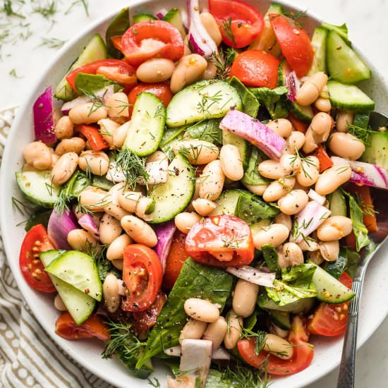 White Bean Tomato Cucumber Salad