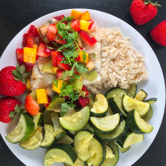 Cod w/ Strawberry Kiwi Mango Salsa