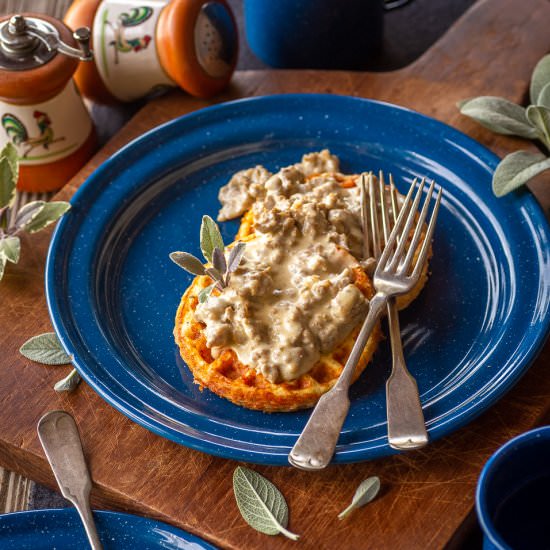 Cornbread Waffles & Sausage Gravy