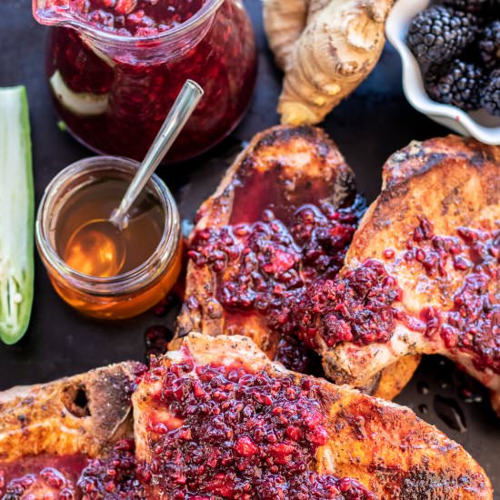 Pork Chops with Blackberry Sauce