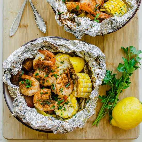 Grilled Shrimp Boil Foil Packs