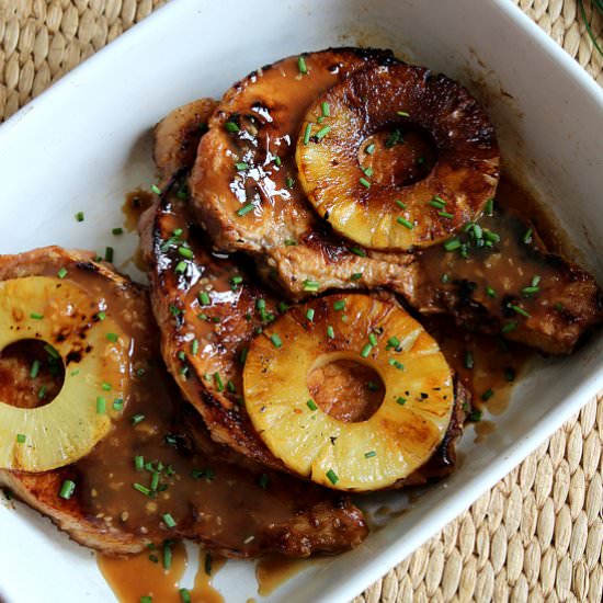 Pineapple glazed pork chops