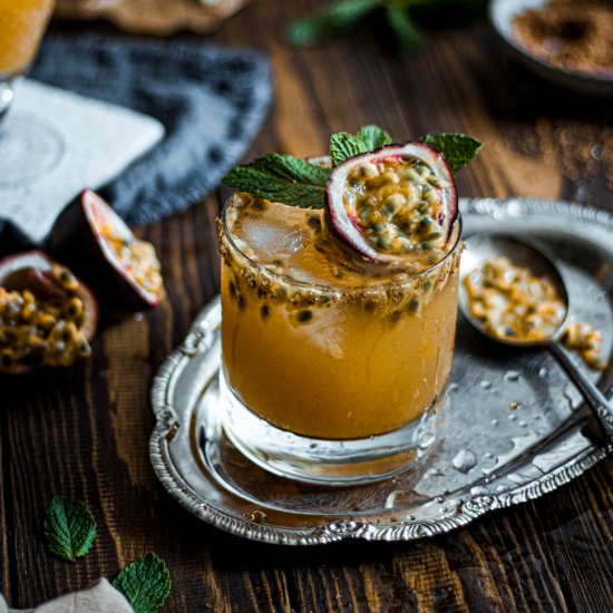 Passion Fruit and Rum Cocktail