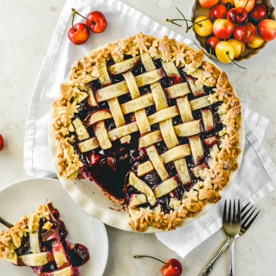 Sweet Rainier Cherry Pie (Vegan)