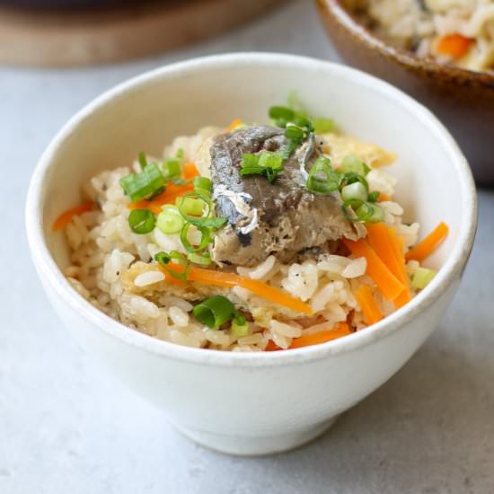 Japanese canned mackerel rice