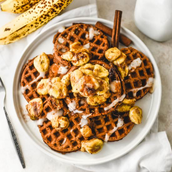 Cinnamon Banana Bread Oat Waffles