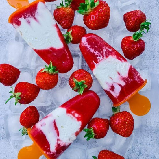 Strawberries and Cream Popsicles