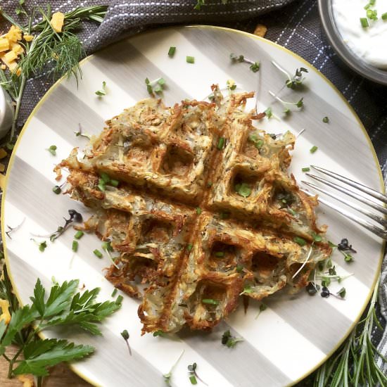 waffled hash browns with rosemary