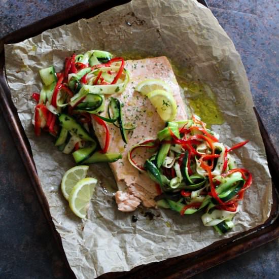 Salmon with Zucchini Salad