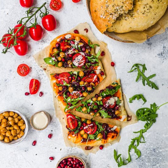 Harissa Chickpea Pitta Bread Pizzas