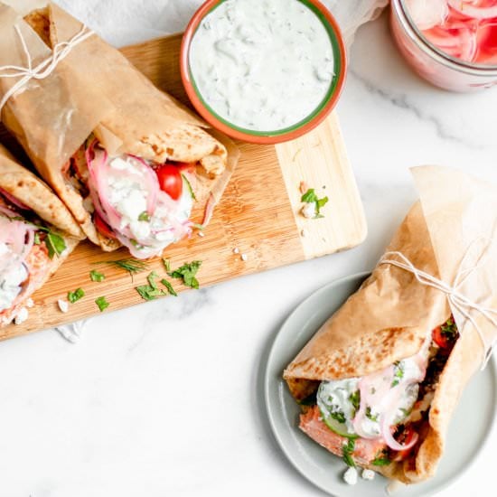 Greek Style Salmon Gyros