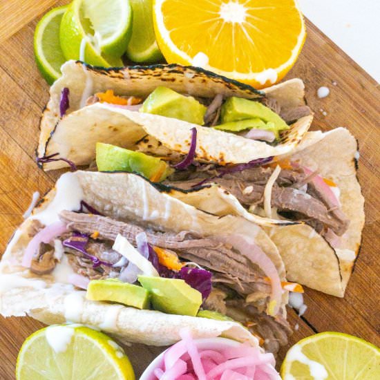 Tangy Citrus Braised Beef Tacos