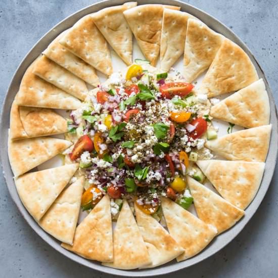 Fresh Veggie Layered Hummus Dip