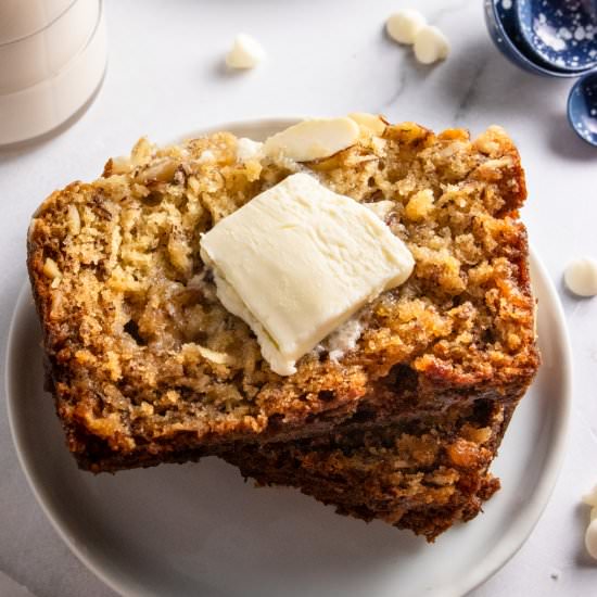 White Chocolate Almond Banana Bread