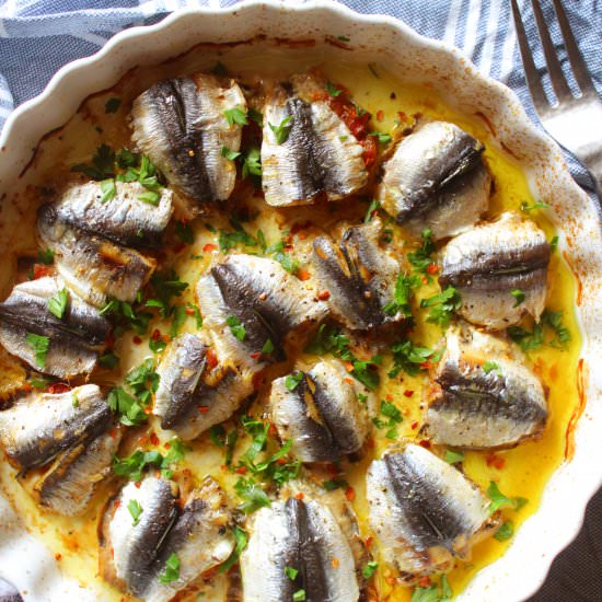 Mediterranean Baked Stuffed Sardines