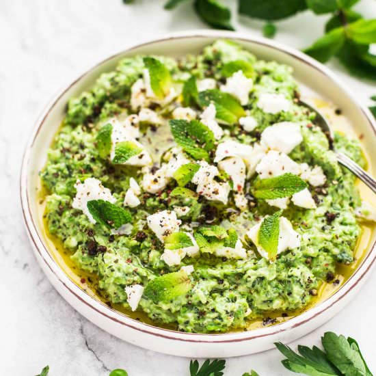 Healthy Pea Mint And Feta Dip