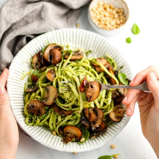 Mushroom Pesto Pasta