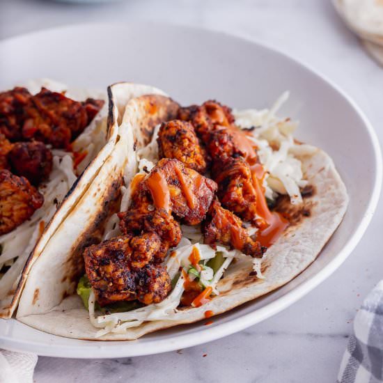 Tempeh Tacos with Quick Cabbage Slaw