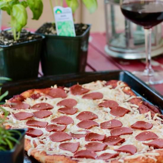 Homemade Vegan Pepperoni Pizza