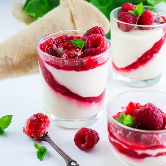 Raspberry and Rhubarb Panna Cotta