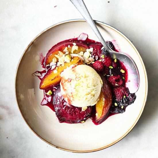 Roasted summer fruit with rum