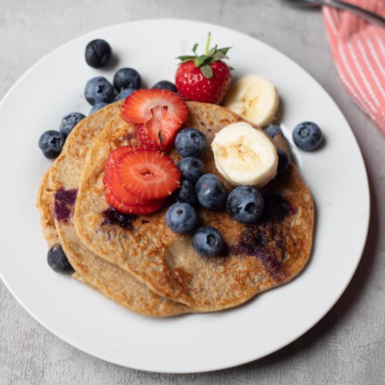 Blueberry Banana Quark Pancakes