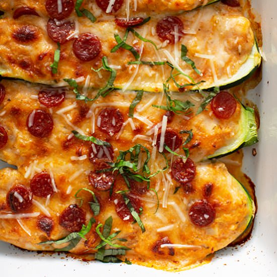 Pizza Stuffed Zucchini Boats
