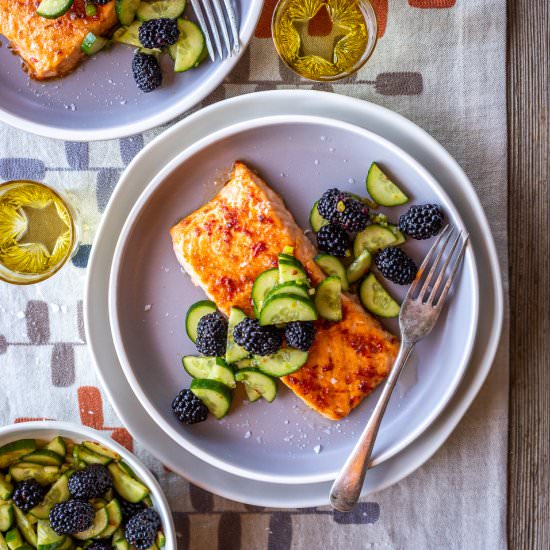 Salmon with Blackberry Salad