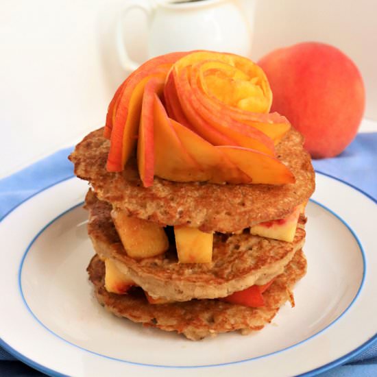 Vegan Oat Pancakes with Peaches