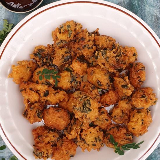 Leftover rice and moringa pakora