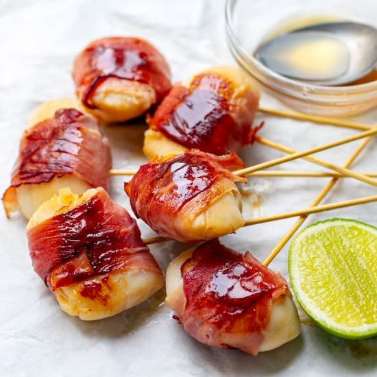 Bacon-Wrapped Maple Scallops