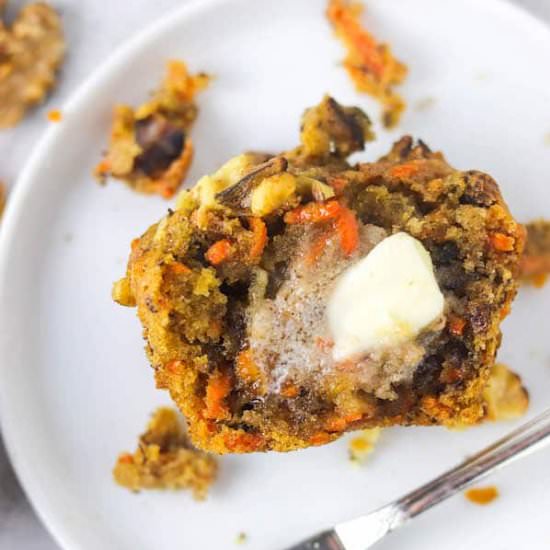 Soft & Fluffy Banana Carrot Muffins
