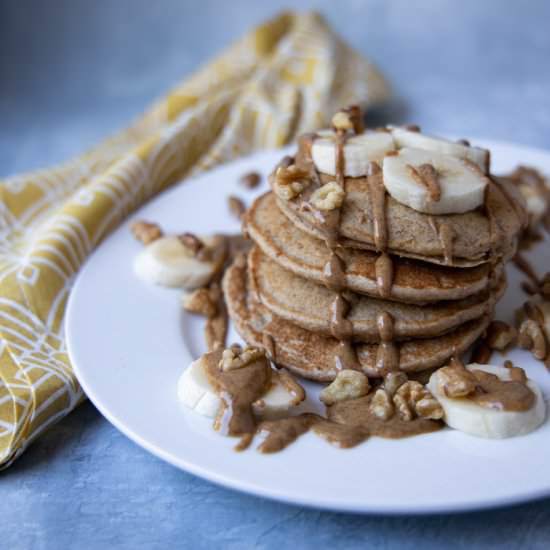 Banana Oat Pancakes with Walnuts
