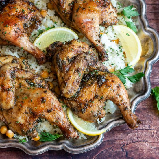 Grilled Split Cornish Game Hens