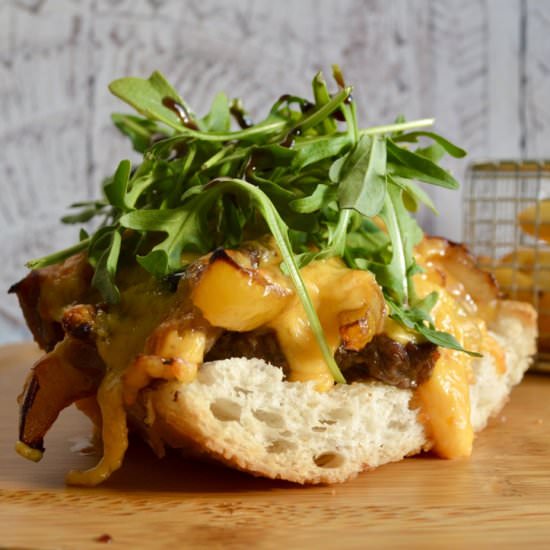 Open Cheese Steak Sandwich