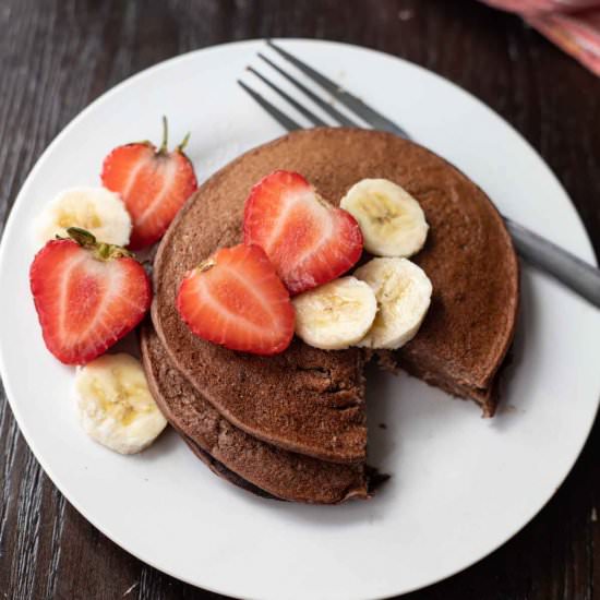 Banana Chocolate Protein Pancakes