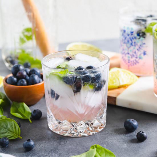 Boozy Blueberry Basil Cocktail